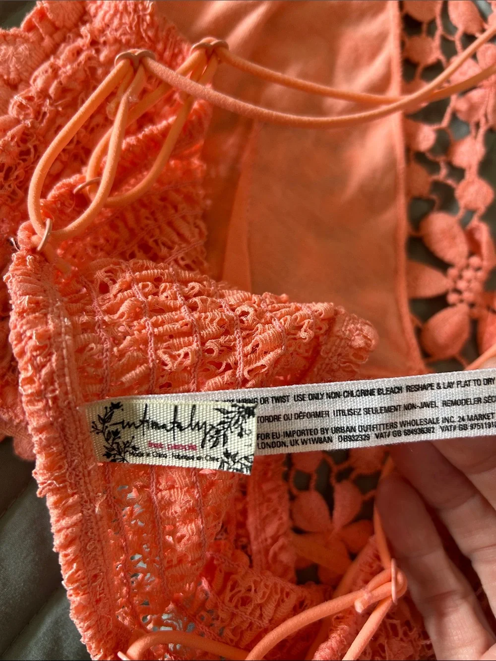 FP Intimately Crochet Floral Bralette in Coral Pink